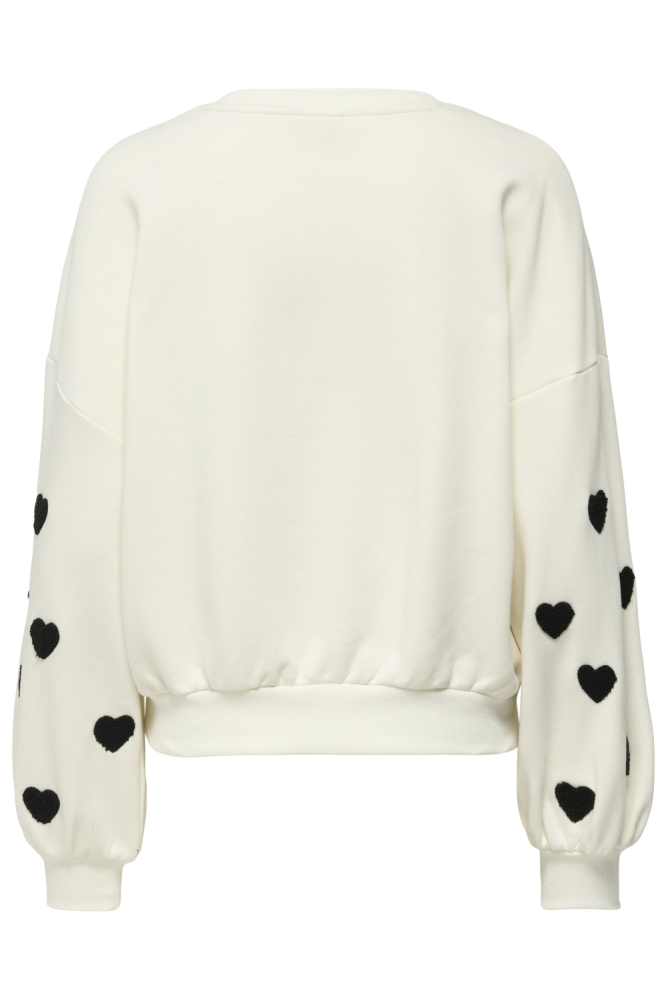 ONLMACY L/S O-NECK BOX CC SWT 15352921 CLOUD DANCER/W. BLACK HEARTS
